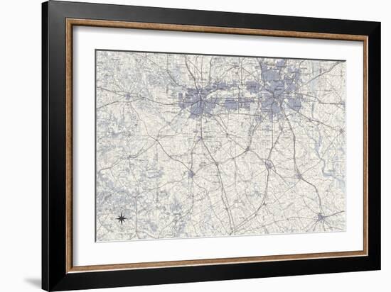 Dallas Map B-GI ArtLab-Framed Giclee Print