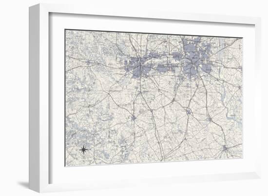 Dallas Map B-GI ArtLab-Framed Giclee Print