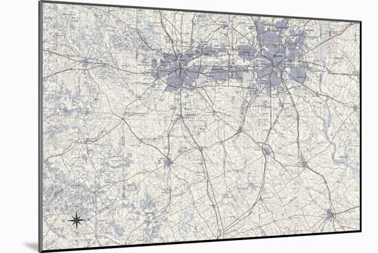 Dallas Map B-GI ArtLab-Mounted Giclee Print