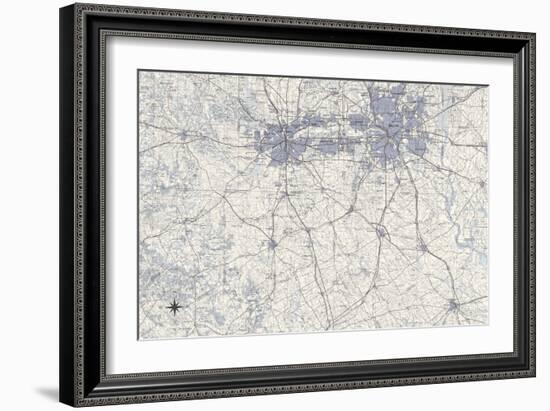 Dallas Map B-GI ArtLab-Framed Giclee Print