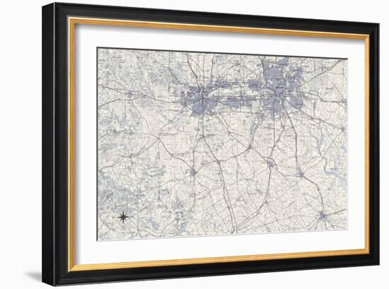 Dallas Map B-GI ArtLab-Framed Giclee Print