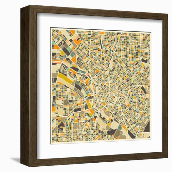 Dallas Map-Jazzberry Blue-Framed Art Print