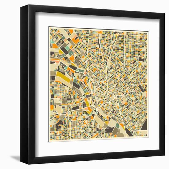 Dallas Map-Jazzberry Blue-Framed Art Print