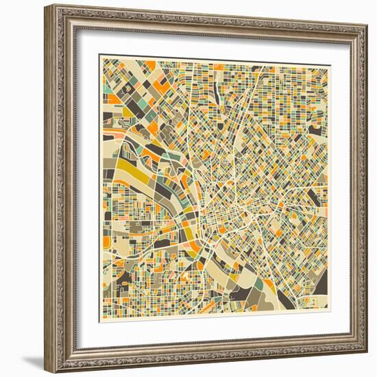 Dallas Map-Jazzberry Blue-Framed Art Print