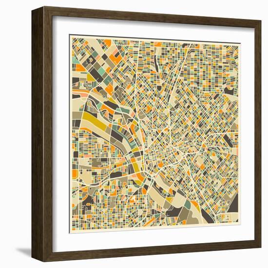 Dallas Map-Jazzberry Blue-Framed Art Print