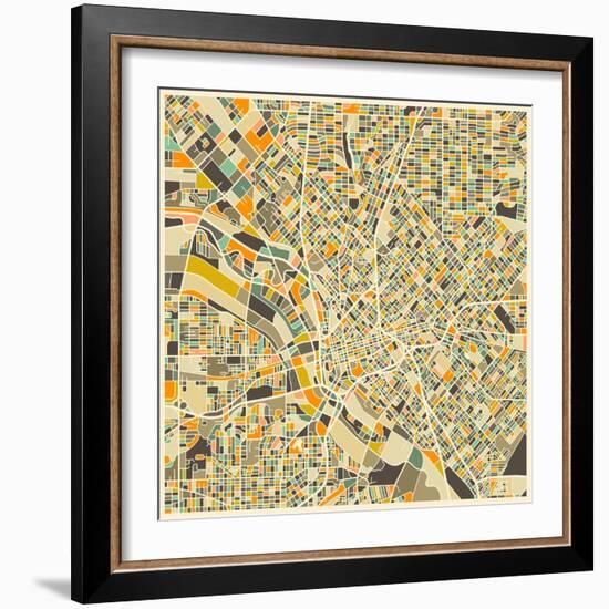 Dallas Map-Jazzberry Blue-Framed Art Print