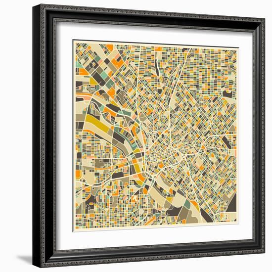 Dallas Map-Jazzberry Blue-Framed Art Print