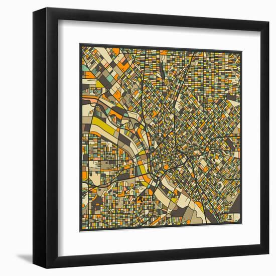 Dallas Map-Jazzberry Blue-Framed Art Print