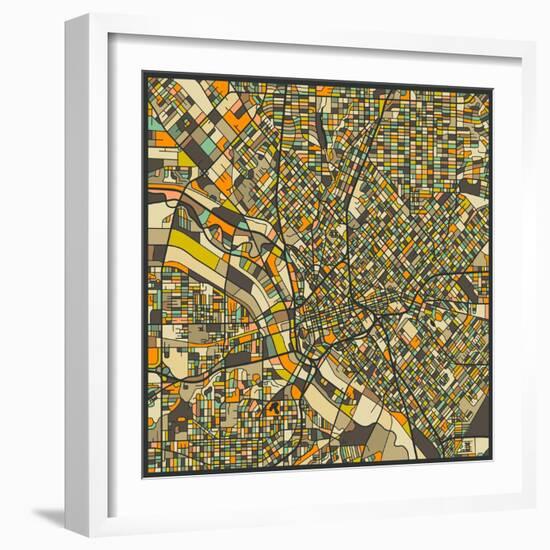 Dallas Map-Jazzberry Blue-Framed Art Print