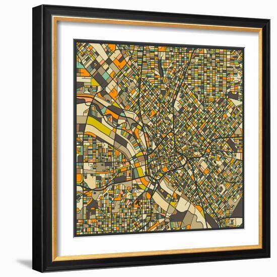 Dallas Map-Jazzberry Blue-Framed Art Print