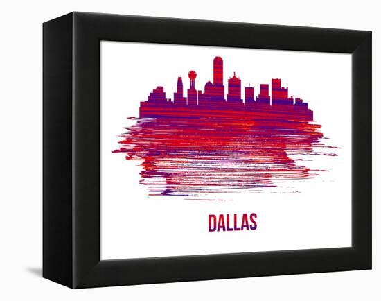 Dallas Skyline Brush Stroke - Red-NaxArt-Framed Stretched Canvas