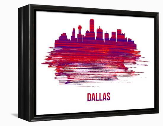 Dallas Skyline Brush Stroke - Red-NaxArt-Framed Stretched Canvas