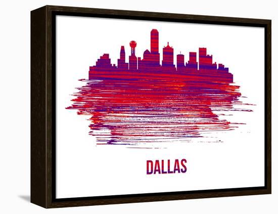 Dallas Skyline Brush Stroke - Red-NaxArt-Framed Stretched Canvas