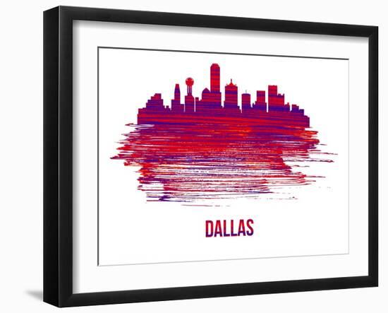 Dallas Skyline Brush Stroke - Red-NaxArt-Framed Art Print