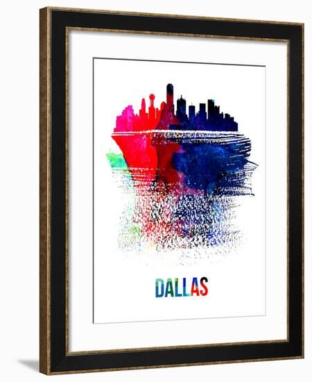 Dallas Skyline Brush Stroke - Watercolor-NaxArt-Framed Art Print