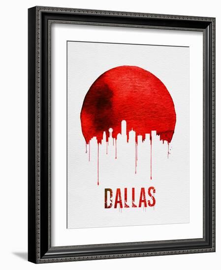 Dallas Skyline Red-null-Framed Art Print