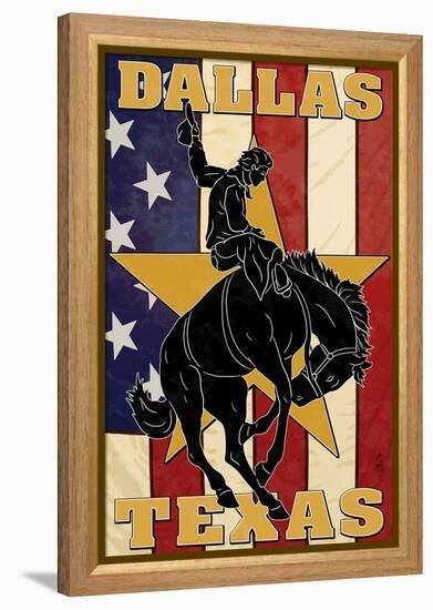 Dallas, Texas - Cowboy and Bucking Bronco-Lantern Press-Framed Stretched Canvas