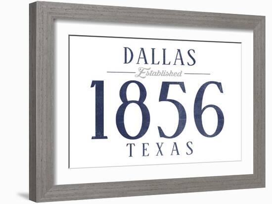 Dallas, Texas - Established Date (Blue)-Lantern Press-Framed Art Print