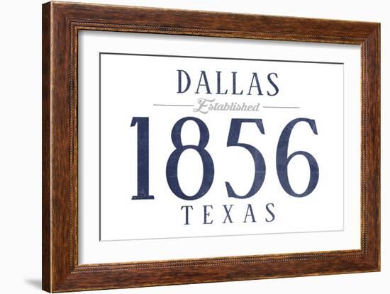 Dallas, Texas - Established Date (Blue)-Lantern Press-Framed Art Print