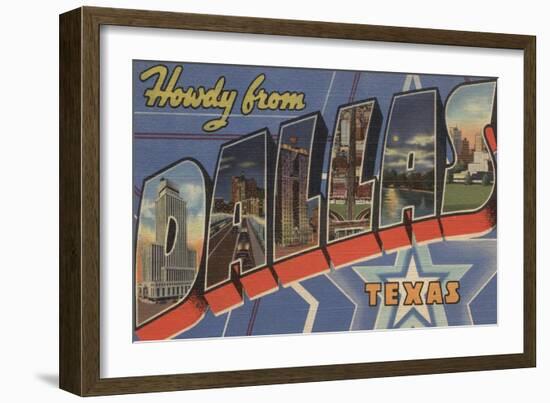 Dallas, Texas - Howdy From-Lantern Press-Framed Art Print