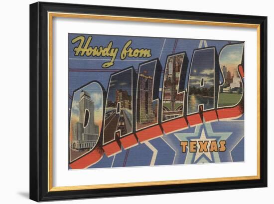 Dallas, Texas - Howdy From-Lantern Press-Framed Art Print