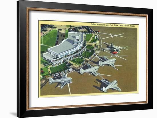 Dallas, Texas - Landed Planes on Love Field View-Lantern Press-Framed Art Print