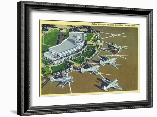 Dallas, Texas - Landed Planes on Love Field View-Lantern Press-Framed Art Print