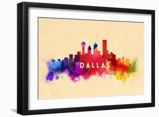 Dallas, Texas - Skyline Abstract-Lantern Press-Framed Art Print