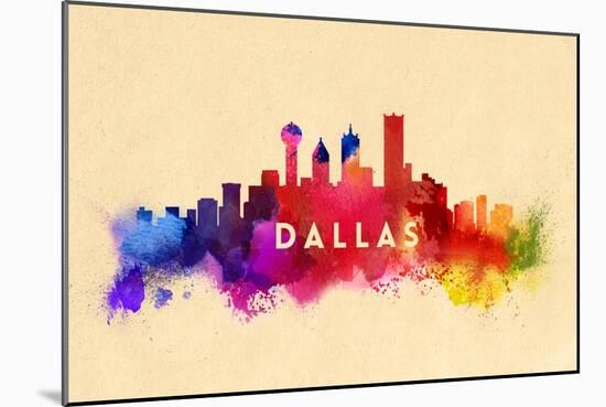 Dallas, Texas - Skyline Abstract-Lantern Press-Mounted Art Print