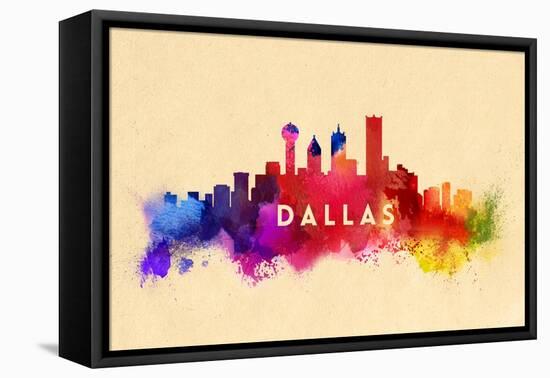 Dallas, Texas - Skyline Abstract-Lantern Press-Framed Stretched Canvas