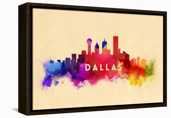 Dallas, Texas - Skyline Abstract-Lantern Press-Framed Stretched Canvas