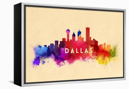 Dallas, Texas - Skyline Abstract-Lantern Press-Framed Stretched Canvas