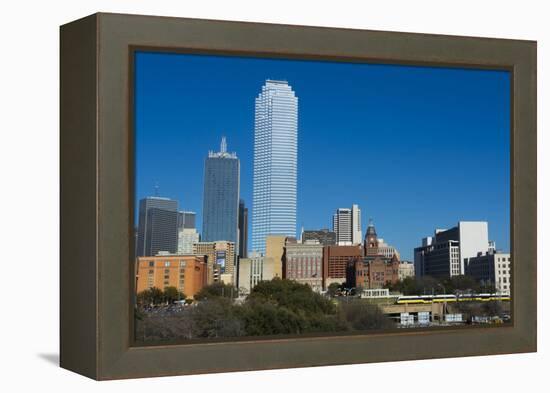 Dallas Texas Skyline at Sunset of Modern Skyscrapers and Expressway-Bill Bachmann-Framed Premier Image Canvas