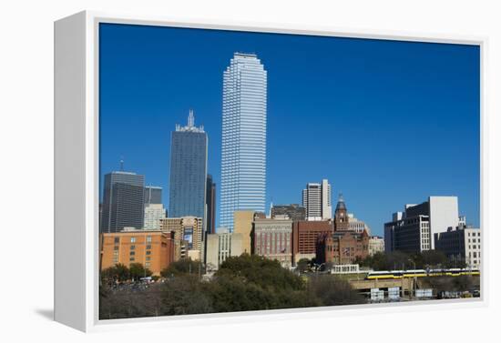 Dallas Texas Skyline at Sunset of Modern Skyscrapers and Expressway-Bill Bachmann-Framed Premier Image Canvas