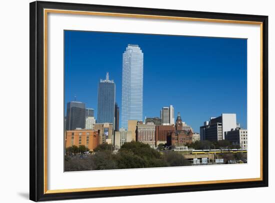 Dallas Texas Skyline at Sunset of Modern Skyscrapers and Expressway-Bill Bachmann-Framed Photographic Print