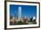 Dallas Texas Skyline at Sunset of Modern Skyscrapers and Expressway-Bill Bachmann-Framed Photographic Print