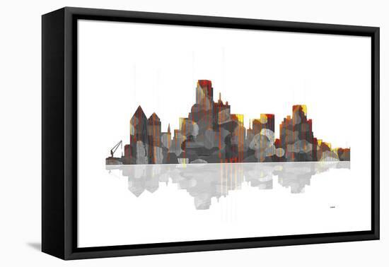 Dallas Texas Skyline BW 1-Marlene Watson-Framed Premier Image Canvas