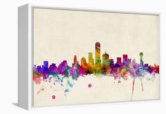 Dallas Texas Skyline-Michael Tompsett-Framed Stretched Canvas