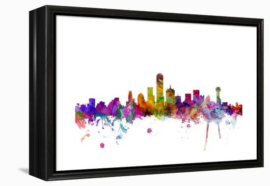 Dallas Texas Skyline-Michael Tompsett-Framed Stretched Canvas