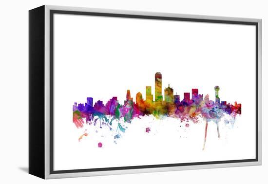 Dallas Texas Skyline-Michael Tompsett-Framed Stretched Canvas