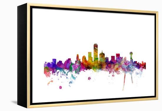 Dallas Texas Skyline-Michael Tompsett-Framed Stretched Canvas