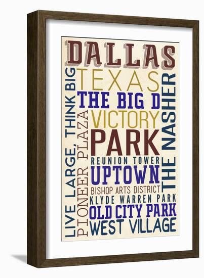 Dallas, Texas - Typography-Lantern Press-Framed Art Print