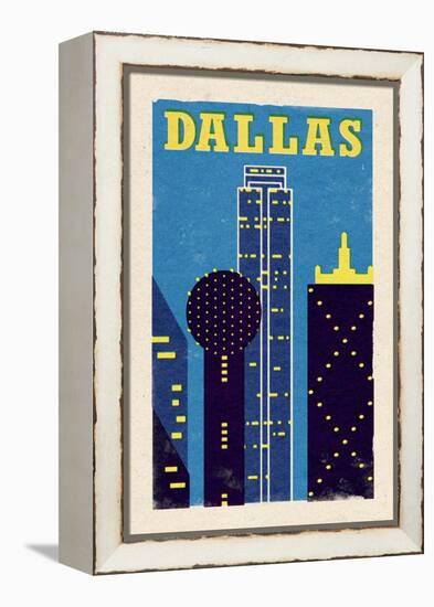 Dallas, Texas - Woodblock-Lantern Press-Framed Stretched Canvas