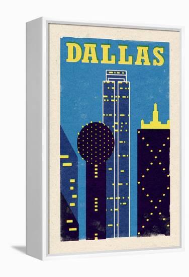 Dallas, Texas - Woodblock-Lantern Press-Framed Stretched Canvas