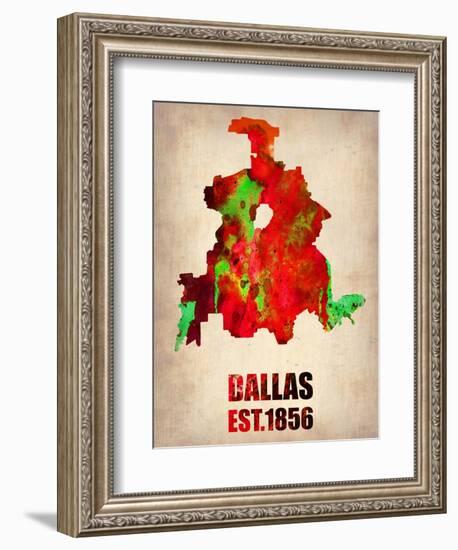 Dallas Watercolor Map-NaxArt-Framed Art Print