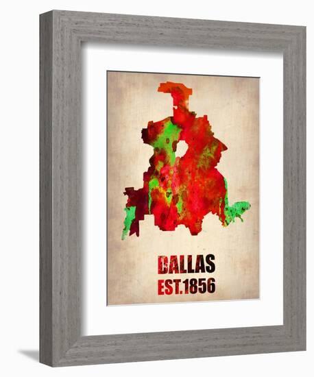 Dallas Watercolor Map-NaxArt-Framed Art Print