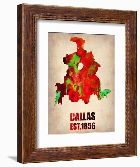 Dallas Watercolor Map-NaxArt-Framed Art Print