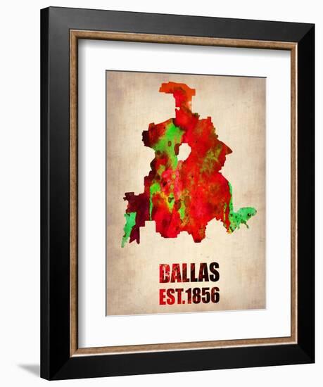 Dallas Watercolor Map-NaxArt-Framed Art Print