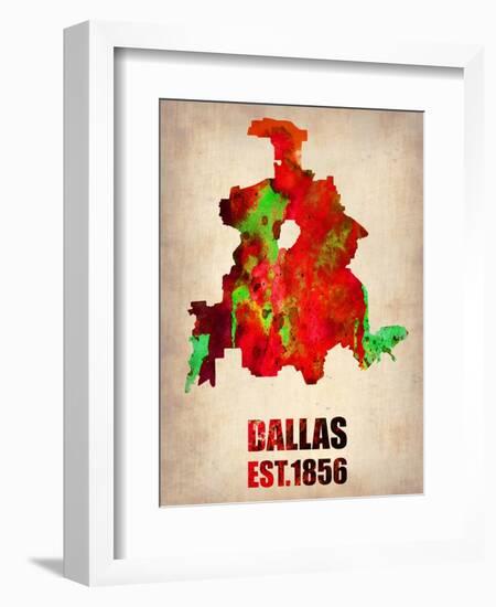 Dallas Watercolor Map-NaxArt-Framed Art Print