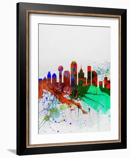 Dallas Watercolor Skyline-NaxArt-Framed Art Print